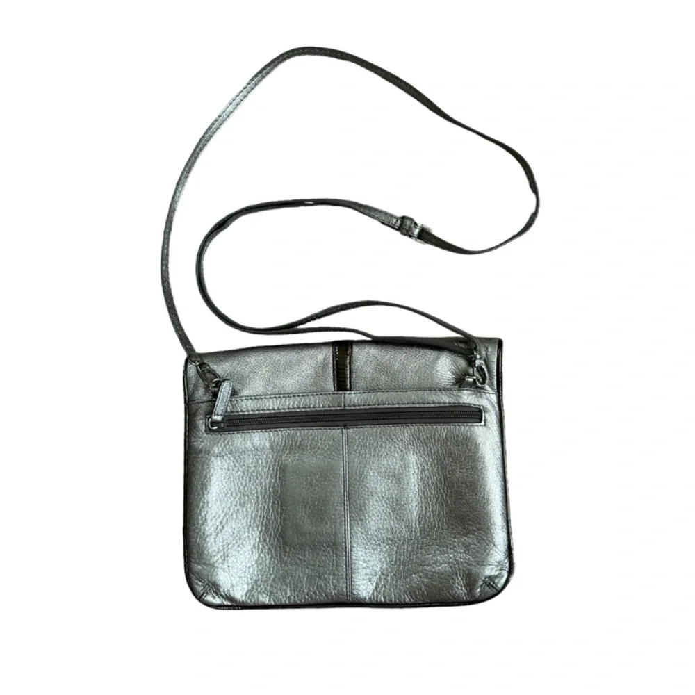 Brighton Collectible Nolita Shimmer Metallic Patent Leather Snap Front Crossbody